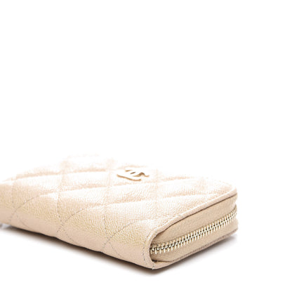 Chanel Iridescent Caviar Quilted Zip Around Coin Purse Beige 6 of 9