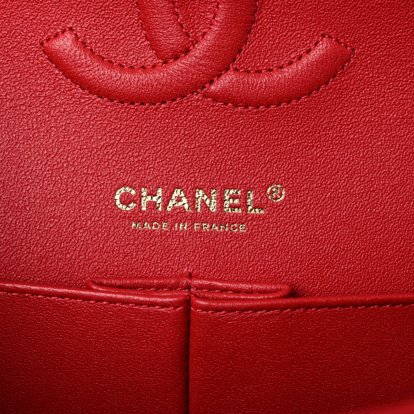 Lambskin Quilted Medium Double Flap Red