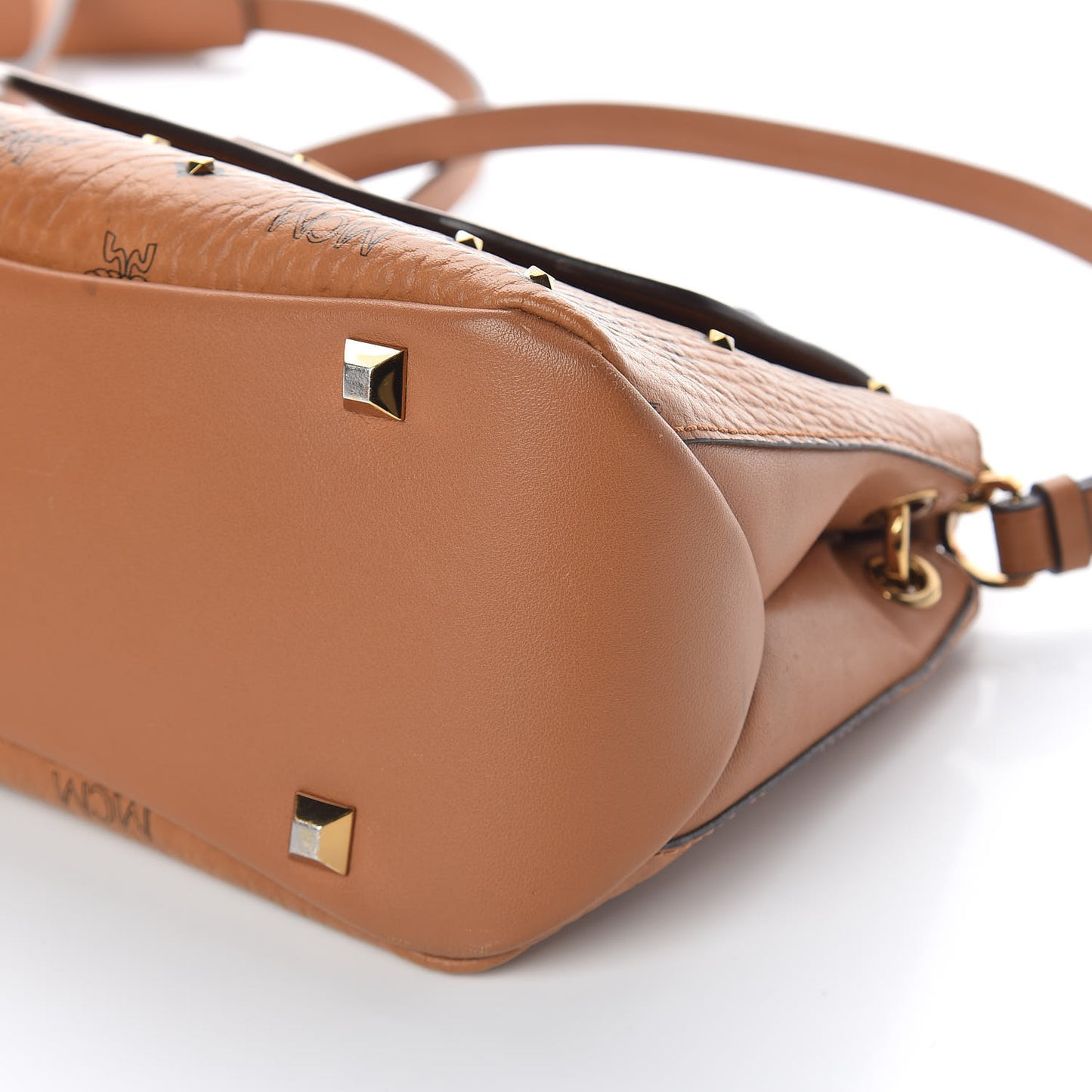 Visetos Studded Flap Shoulder Bag Cognac