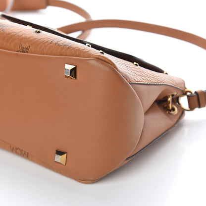 MCM Visetos Studded Flap Shoulder Bag Cognac 10 of 11