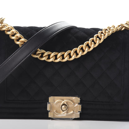 Chanel Velvet Quilted Medium Boy Flap Black 8 of 10