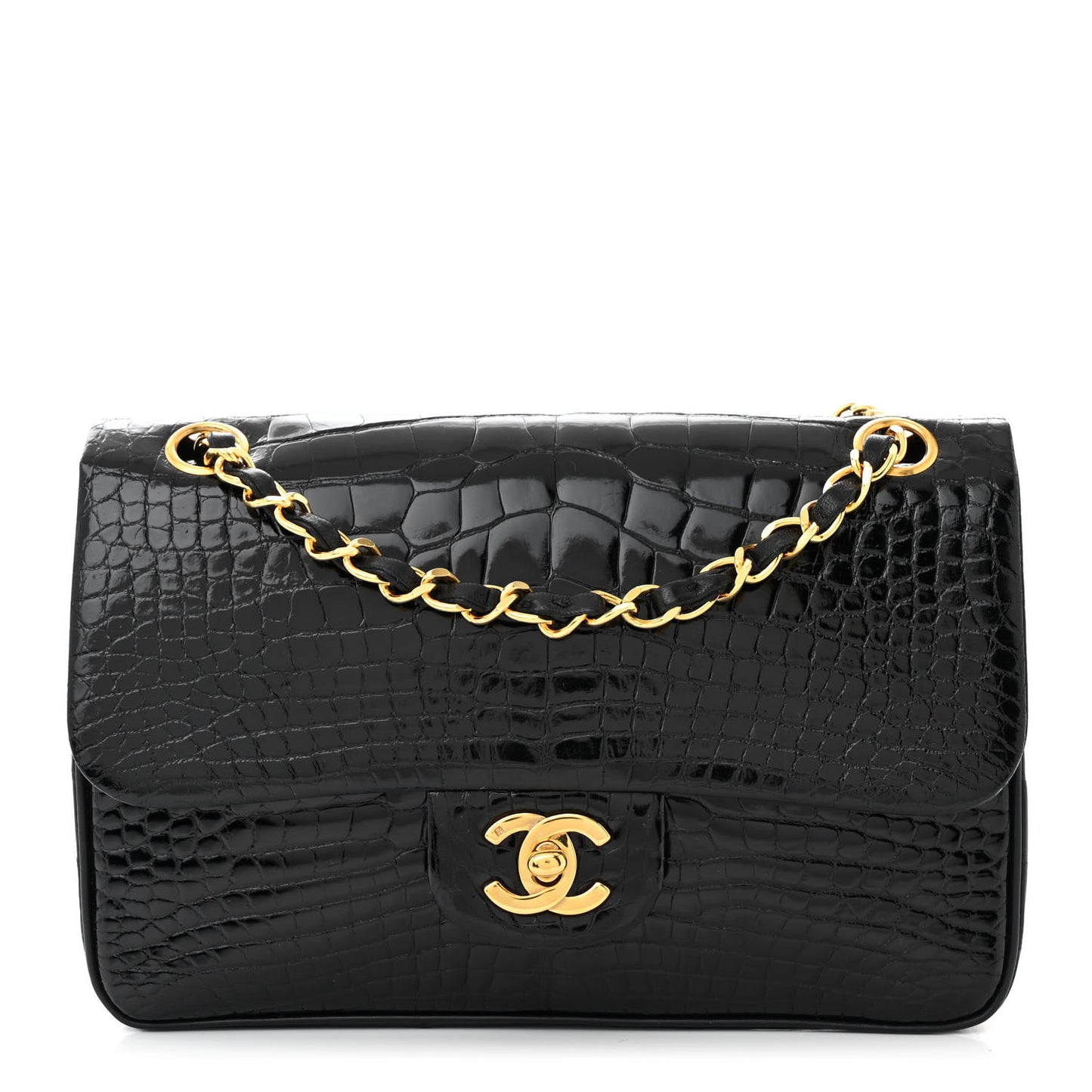 Alligator Small Double Flap Black