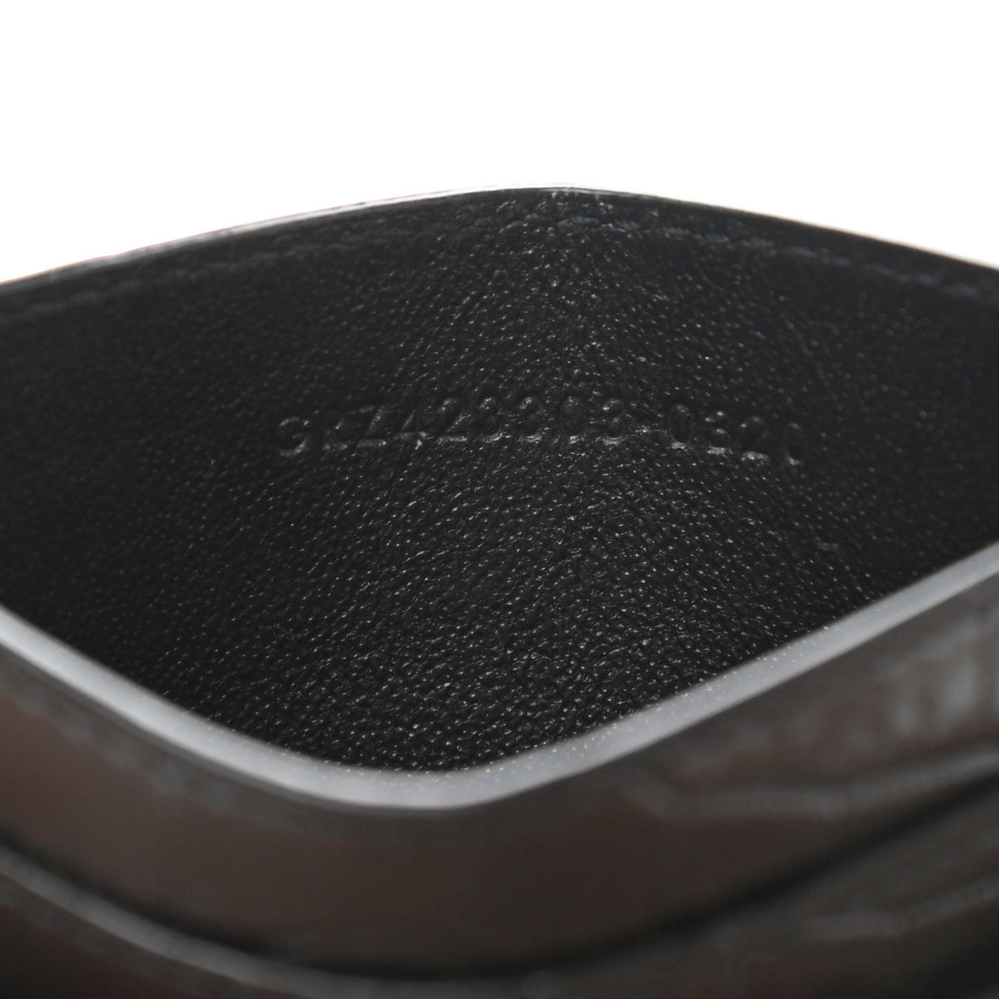 Calfskin Crocodile Embossed Monogram Credit Card Case Black