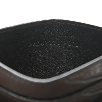 Saint Laurent Calfskin Crocodile Embossed Monogram Credit Card Case Black 7 of 8