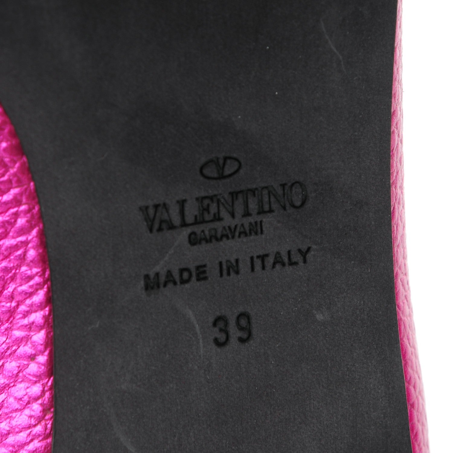 Valentino Garavani Metallic Pebbled Calfskin Rockstud Cage Ballerina Flats 39 Peony 7 of 8