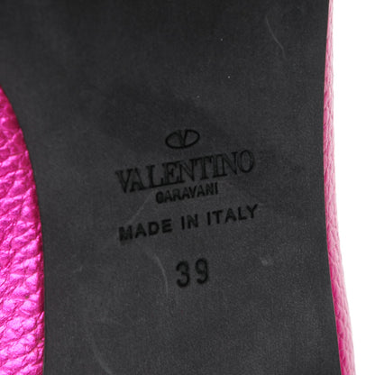 Valentino Garavani Metallic Pebbled Calfskin Rockstud Cage Ballerina Flats 39 Peony 7 of 8