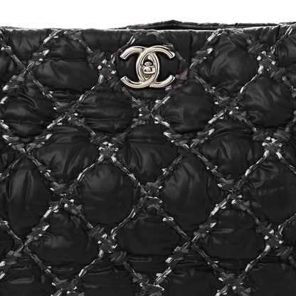 Chanel Nylon Quilted Tweed Stitch Bubble Tote Black 8 of 10