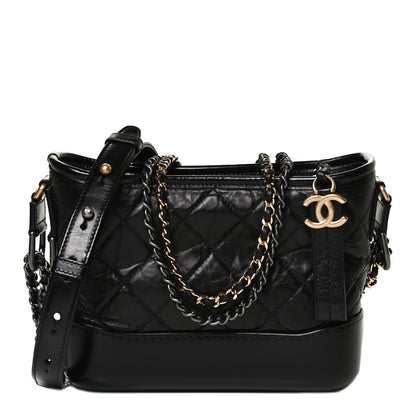 Chanel Aged Calfskin Quilted Small Gabrielle Hobo Black 1 of 11