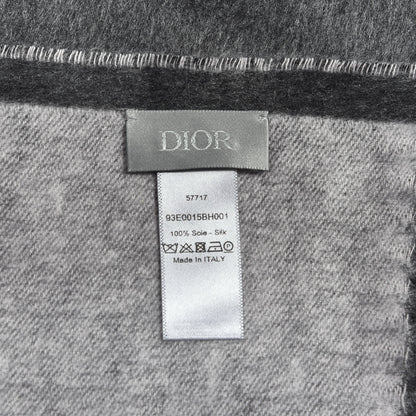 Christian Dior Silk Fringe Scarf Grey 4 of 4