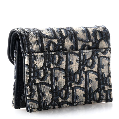 Christian Dior Oblique Saddle Card Holder Blue 3 of 10