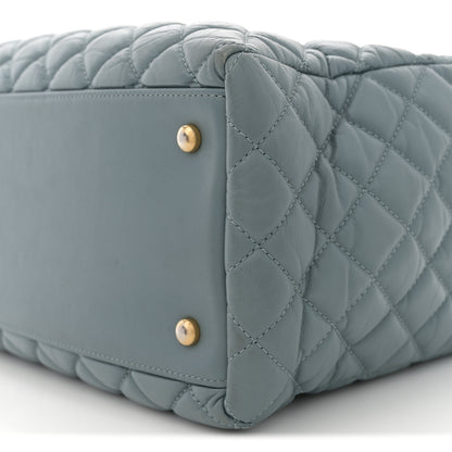 Chanel Aged Calfskin Quilted Large Coco Handle ShoppingTote Blue 11 of 16