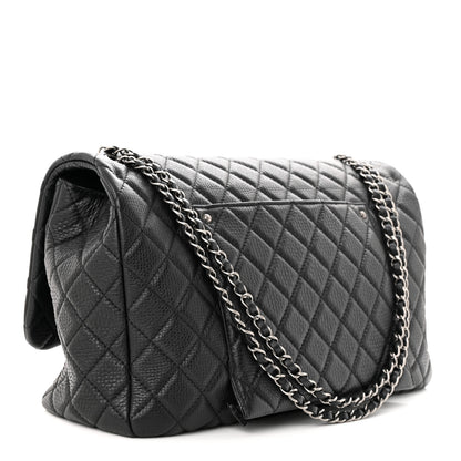 Chanel Grained Calfskin Quilted Small XXL Travel Flap Bag Black 3 of 10