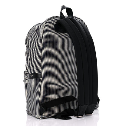 Celine Canvas Striped Medium Backpack Black White 3 of 9