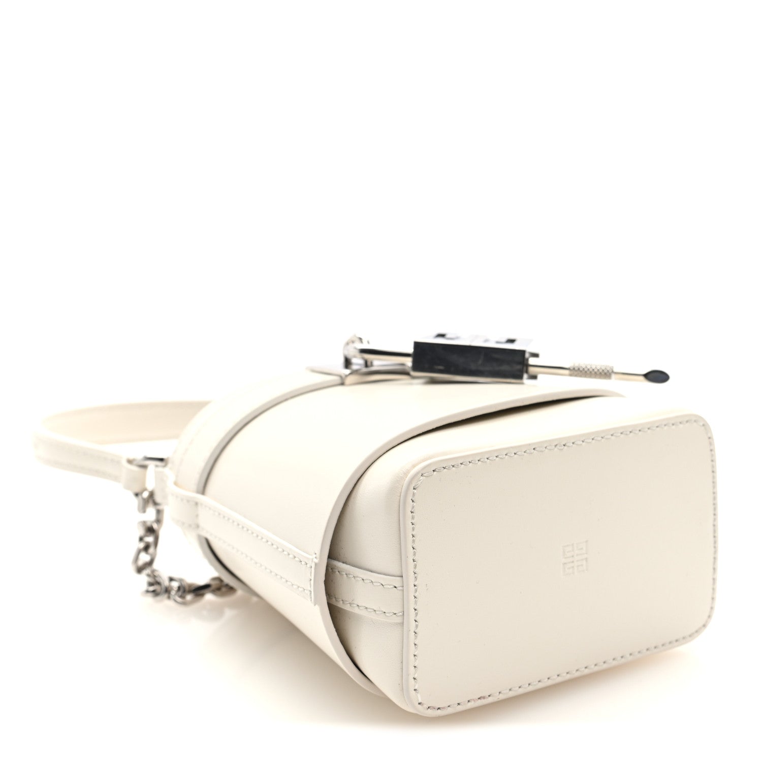 Givenchy Box Calfskin Micro Shark Lock Bucket Bag White 4 of 9