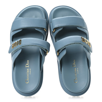 Christian Dior Lambskin Dioract 10mm Slide Sandals 37.5 Dusty Sky 2 of 8