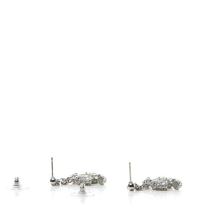 Chanel Baguette Crystal CC Drop Earrings Silver 3 of 4