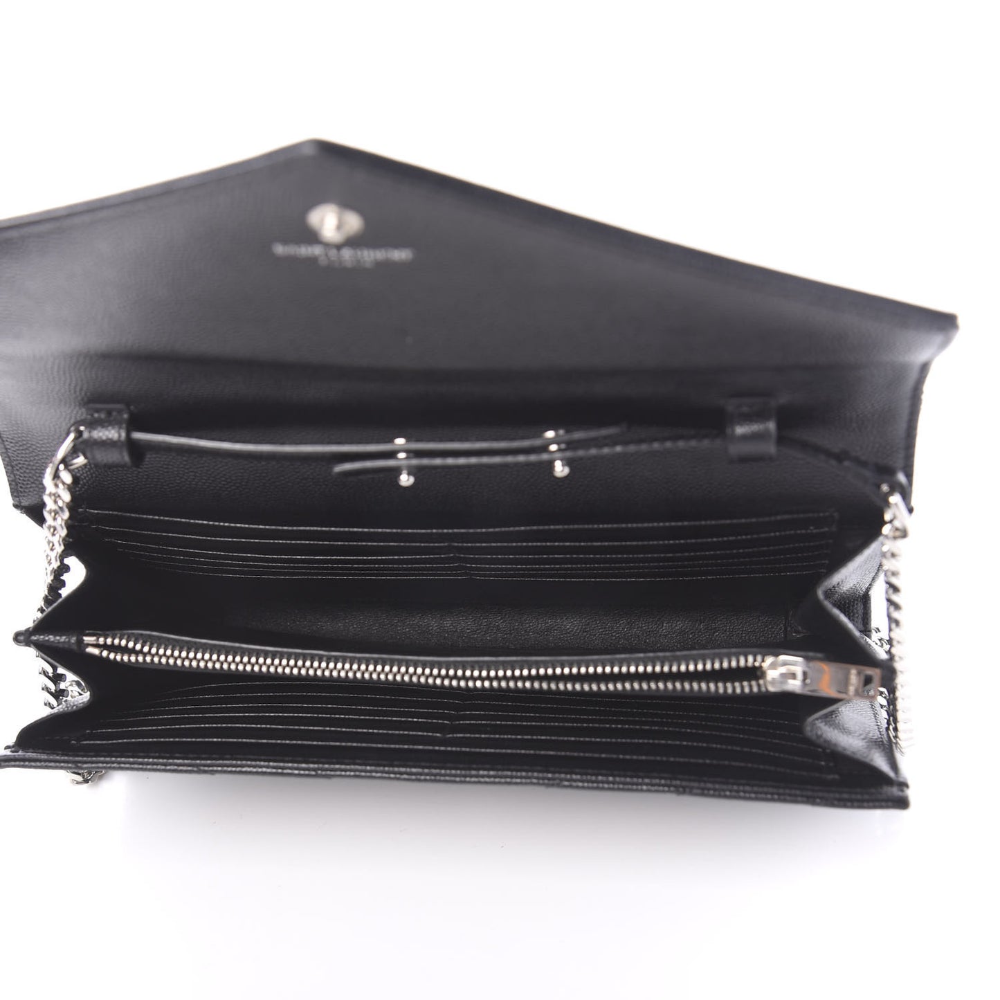 Grain De Poudre Matelasse Chevron Monogram Chain Wallet Black