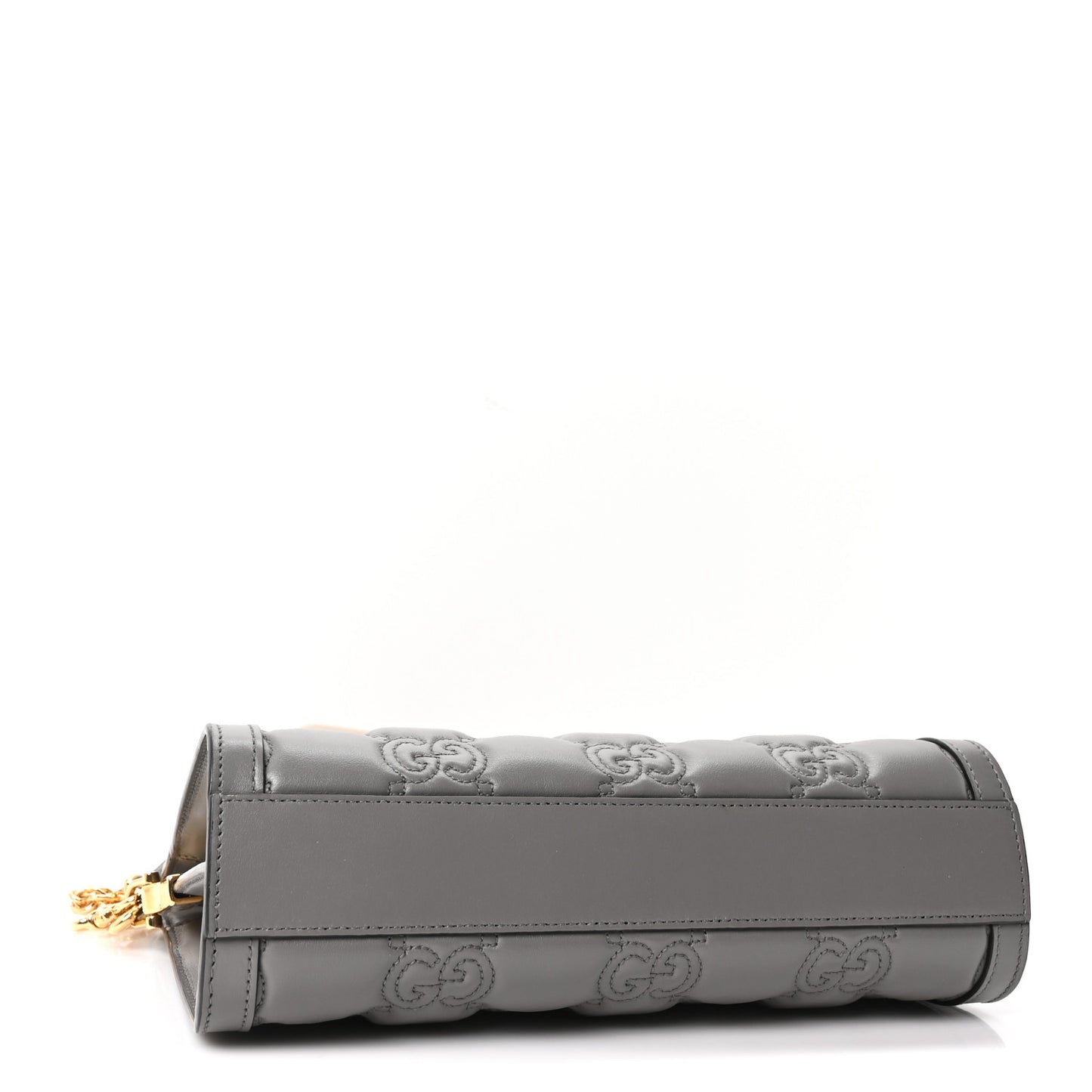 Calfskin GG Matelasse Small Slim Chain Shoulder Bag Dusty Grey Natural