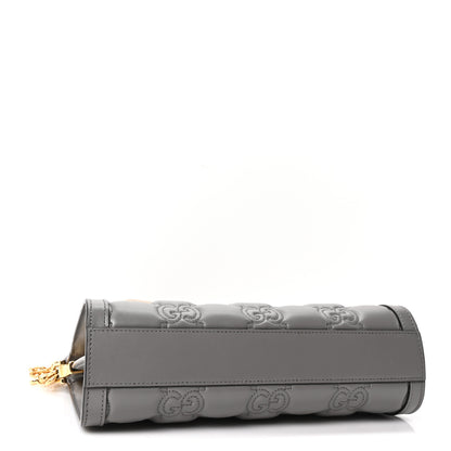 Gucci Calfskin GG Matelasse Small Slim Chain Shoulder Bag Dusty Grey Natural 4 of 10