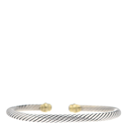 David Yurman Sterling Silver 18K Yellow Gold Opal 4mm Cable Kids Birthstone Bracelet 3 of 7