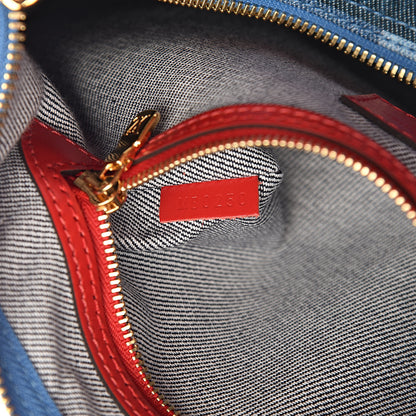 Louis Vuitton Denim Damier Monogram Patchwork Speedy Bandouliere 30 Blue Rouge 7 of 11