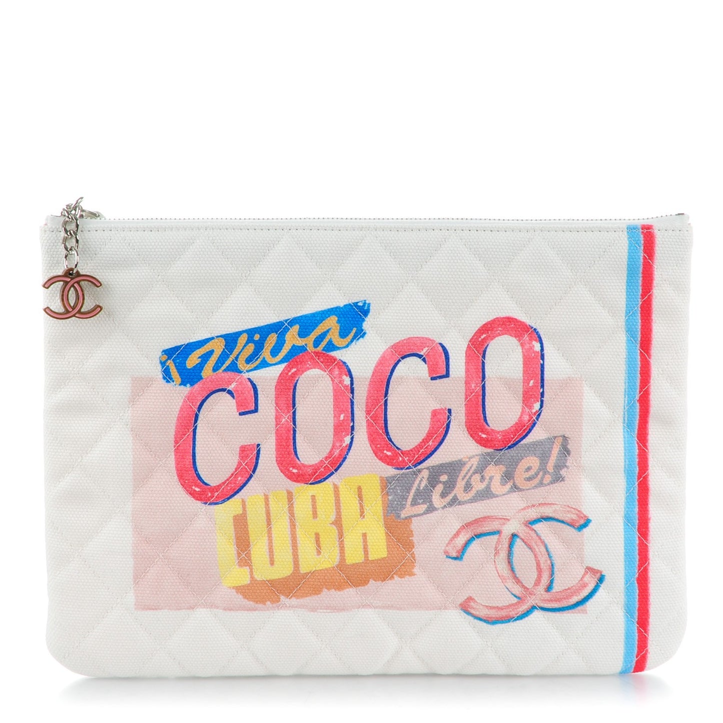 Canvas Medium Coco Cuba Cosmetic Case Yellow Turquoise