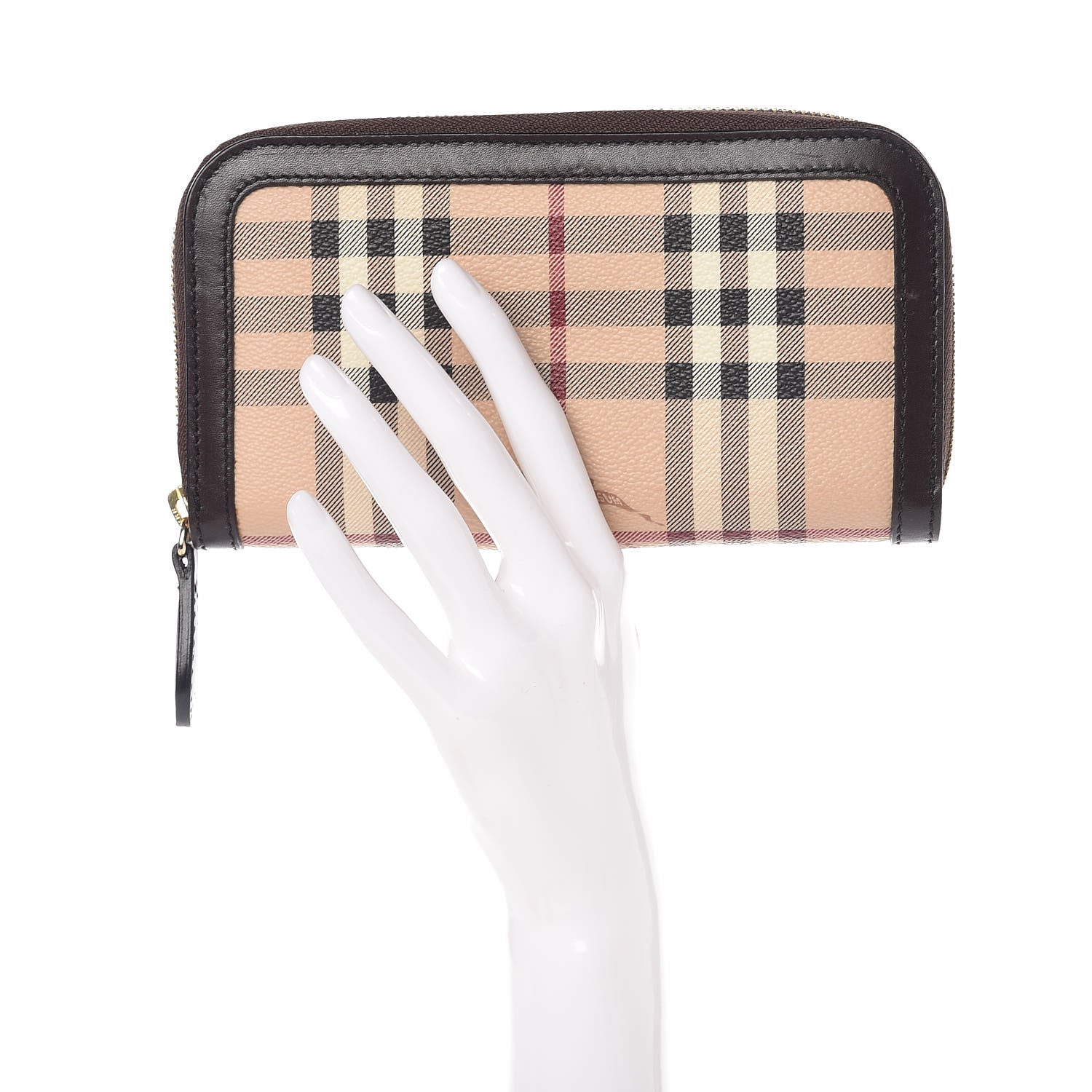 Burberry Haymarket Check Large Ziggy Zip Around Wallet Chocolate 2 of 9