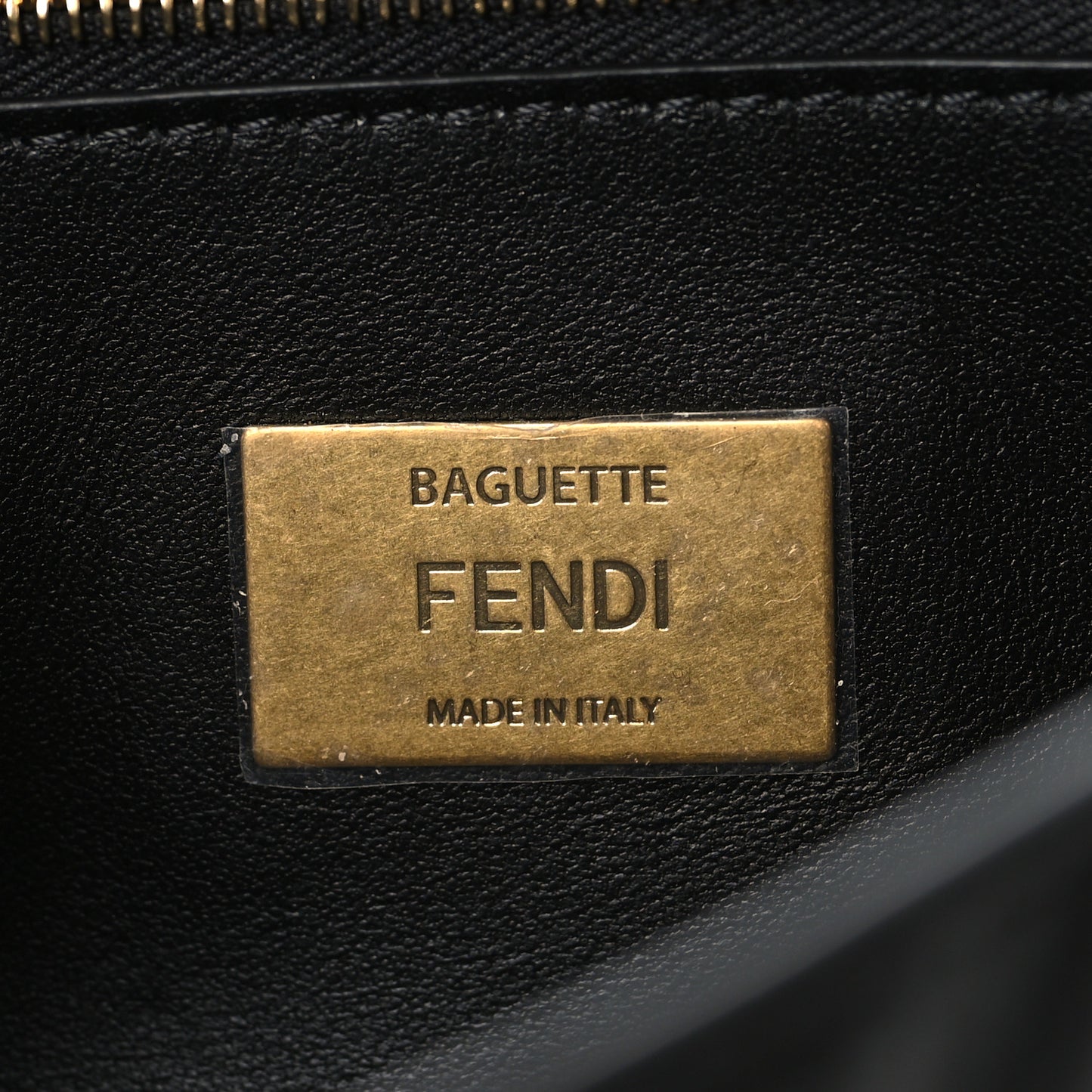 Nappa Small FF Embossed Midi Chain Baguette Black