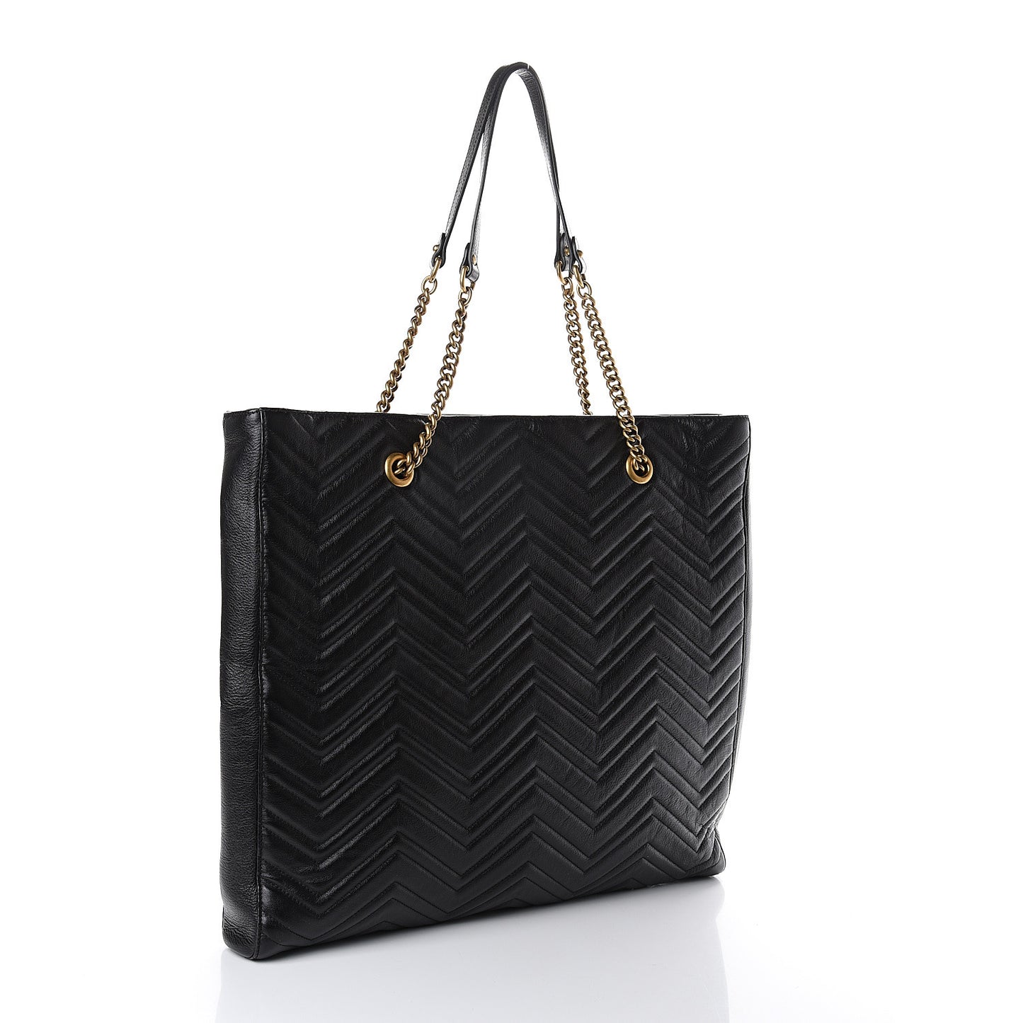 Azalea Calfskin Matelasse Large GG Marmont Slim Tote Black
