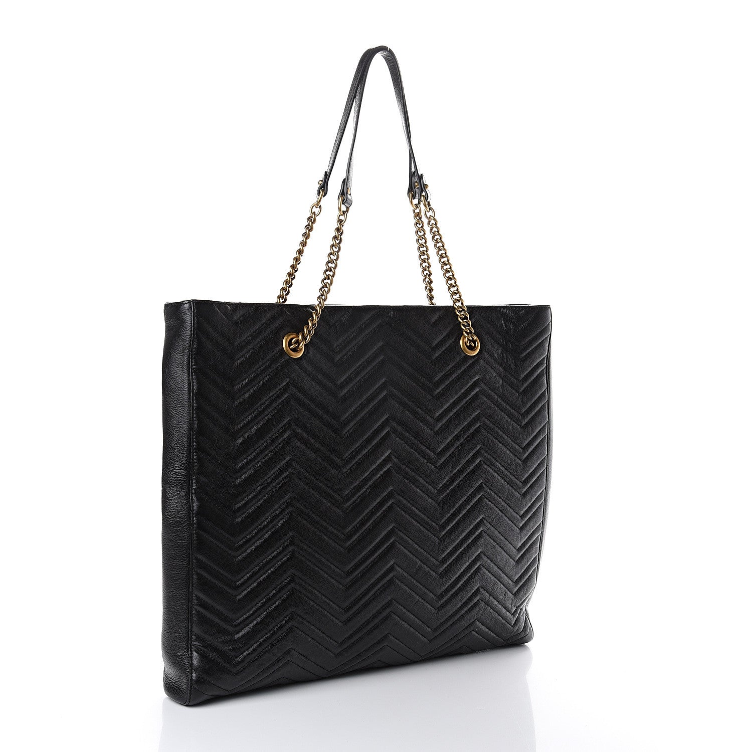 Gucci Azalea Calfskin Matelasse Large GG Marmont Slim Tote Black 2 of 7
