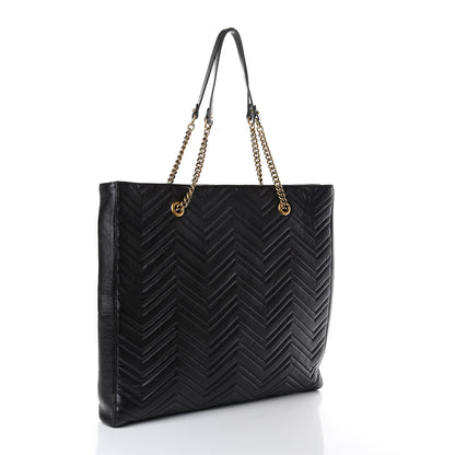Gucci Azalea Calfskin Matelasse Large GG Marmont Slim Tote Black 2 of 7