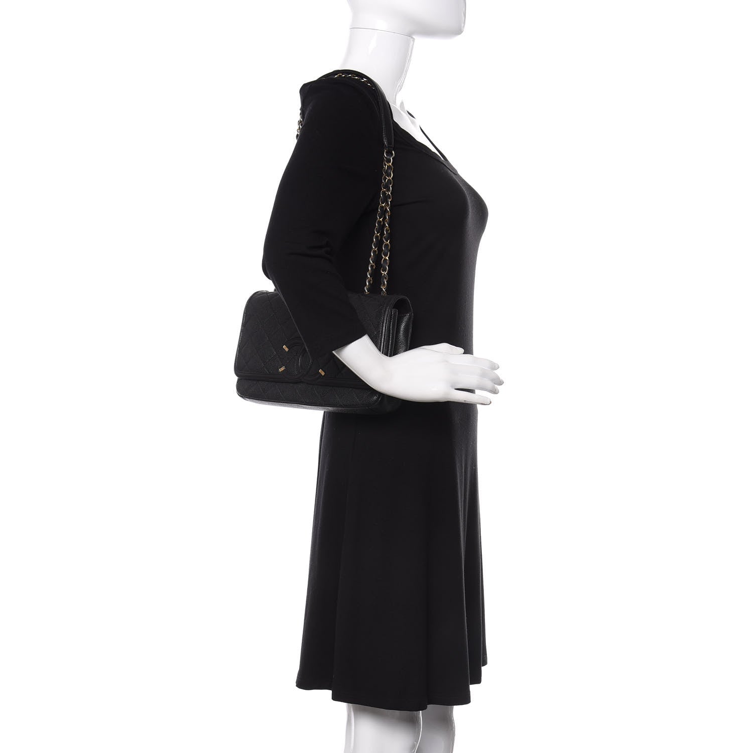 Chanel Caviar Quilted Medium CC Filigree Flap Black 2 of 9