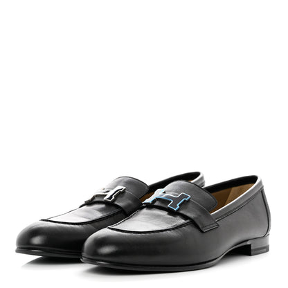 Hermes Goatskin Womens Paris Loafers 37 Black 3 of 7