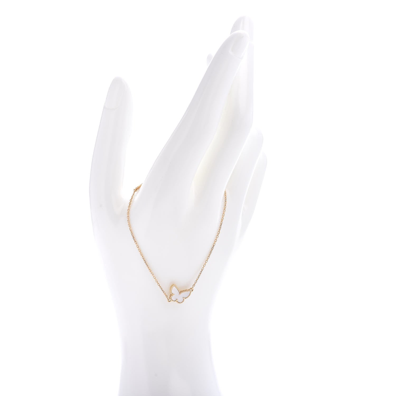 Van Cleef & Arpels 18K Yellow Gold Mother of Pearl Sweet Alhambra Butterfly Bracelet 2 of 6