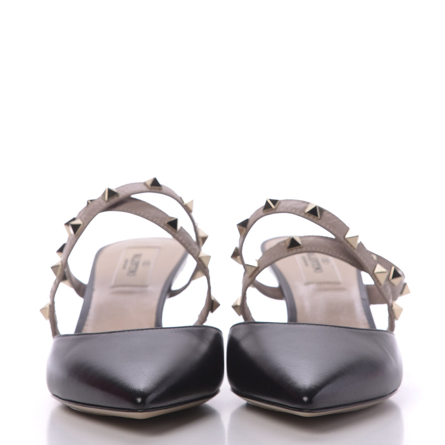 Nappa Rockstud Criss Cross 55mm Mules 38 Black Poudre