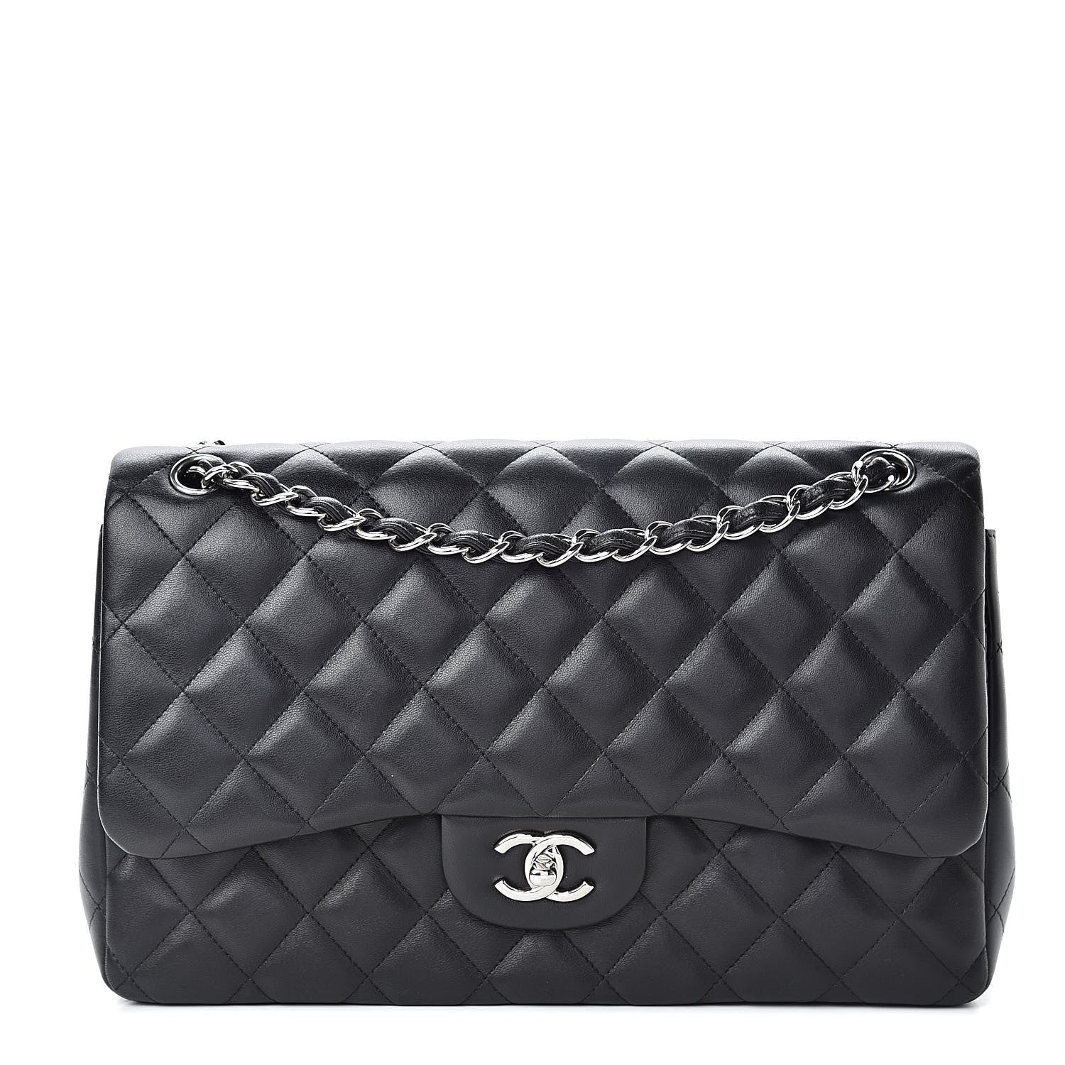 Chanel Lambskin Quilted Jumbo Double Flap Black 1 of 10