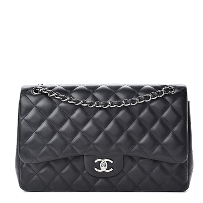 Chanel Lambskin Quilted Jumbo Double Flap Black 1 of 10