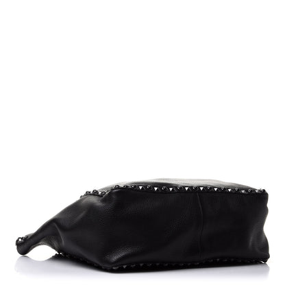 Valentino Garavani Grained Calfskin Medium Rolling Rockstud Reversible Tote Black 3 of 9