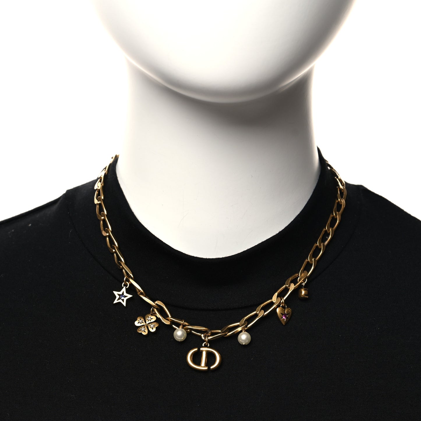 Metal Resin Lucky Charms Necklace Gold Multicolor