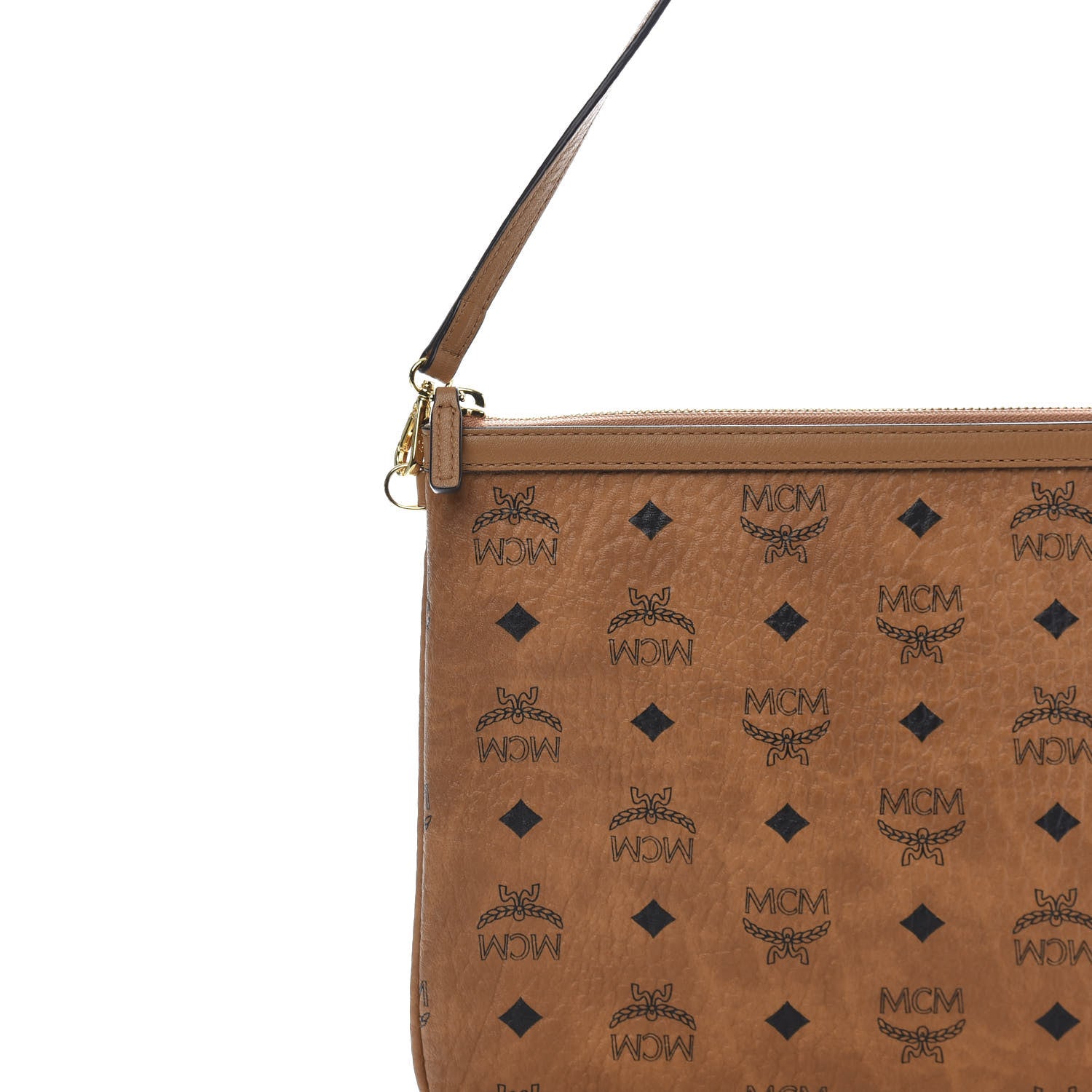 MCM Visetos Liz Shopper Tote Pouch Cognac 9 of 9