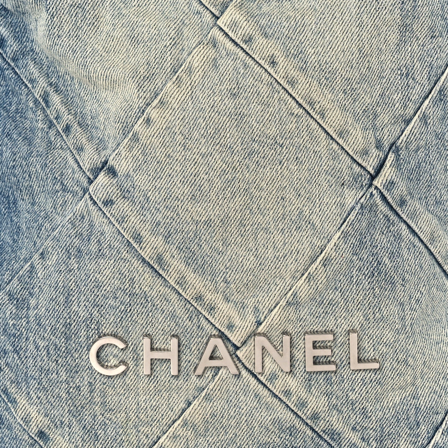 Denim Quilted Chanel 22 Backpack Blue