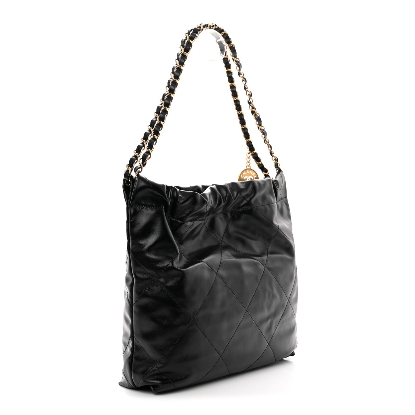 Shiny Calfskin Quilted Small Chanel 22 Black