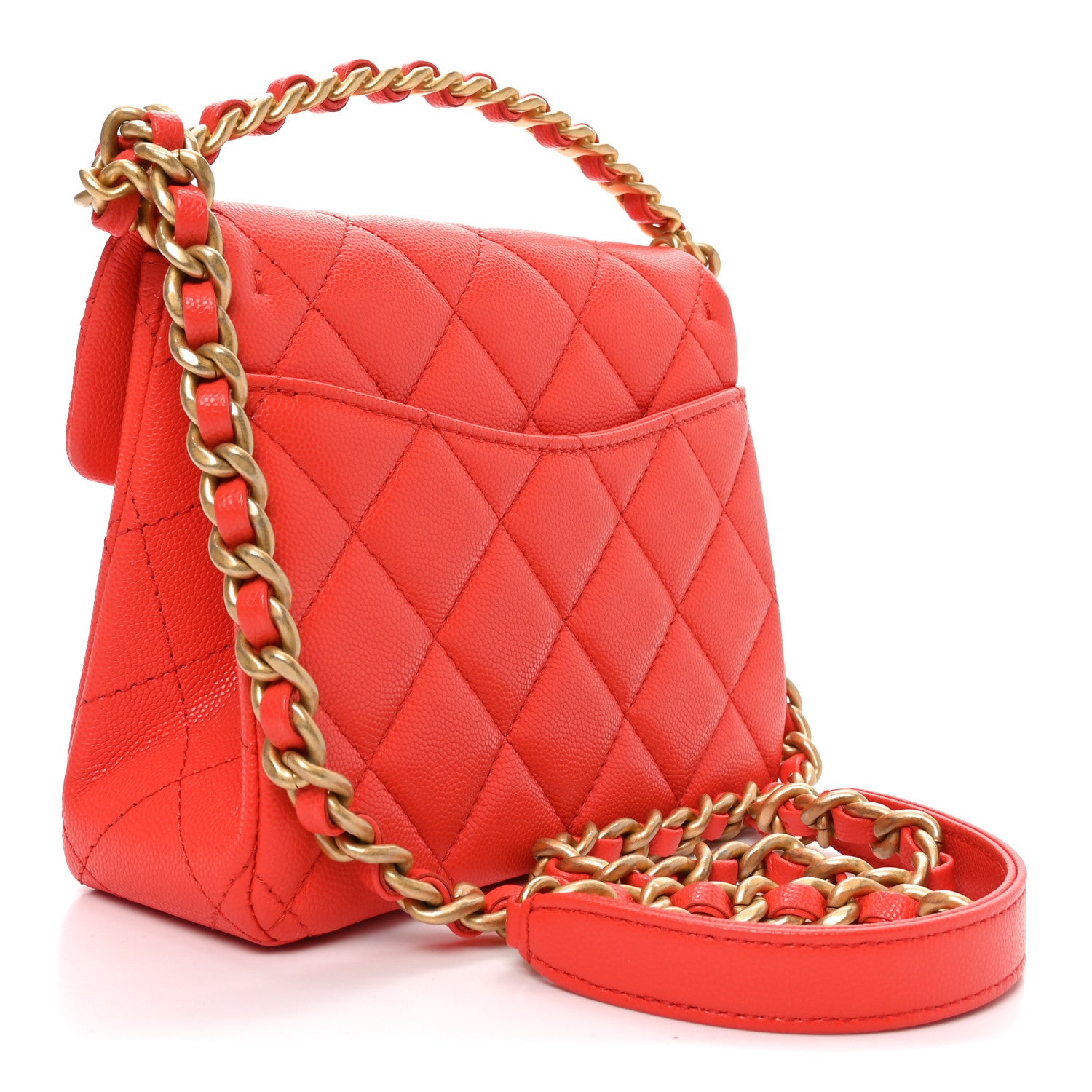 Chanel Caviar Quilted 31 Rue Cambon Mini Top Handle Flap Orange 3 of 11