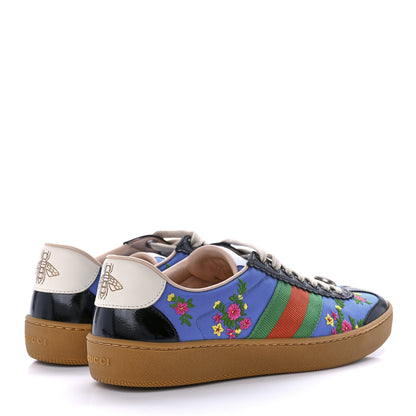 Gucci Nylon Suede Web Floral Womens G74 Sneakers 36 Black Bright Splash 4 of 10