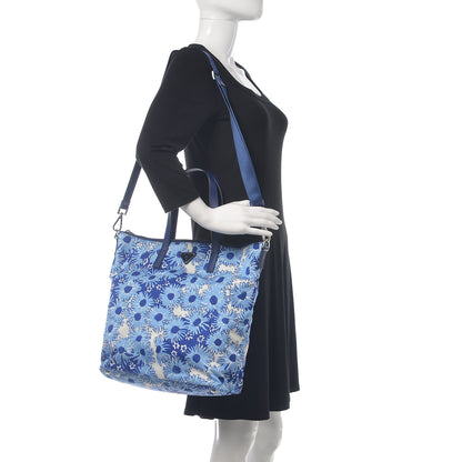 Prada Tessuto Nylon Saffiano Floral Print Tote Baltico Dis Primule 2 of 10
