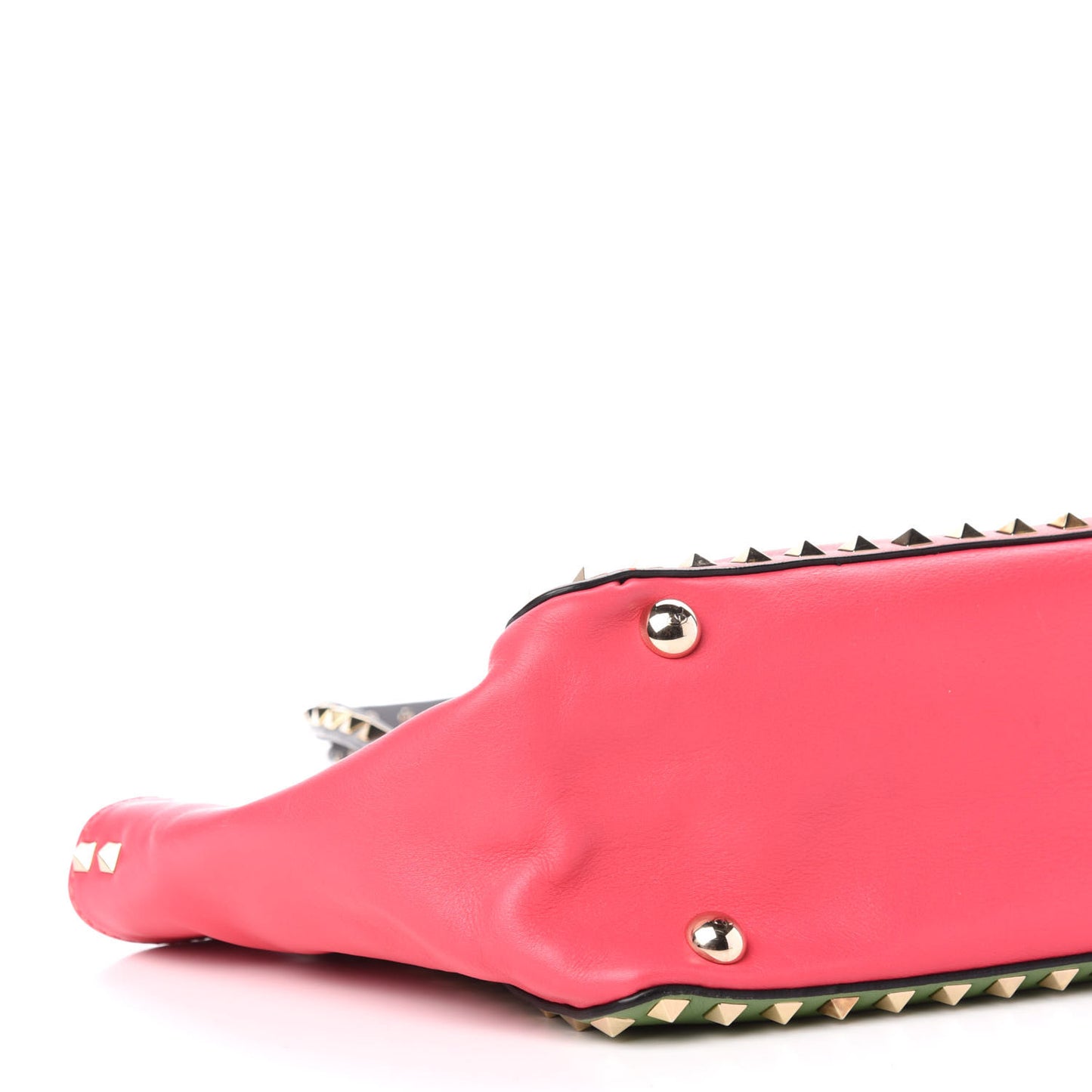 Vitello Colorblock Small Rockstud Tote Deep Rose Clover Grey Scarlet