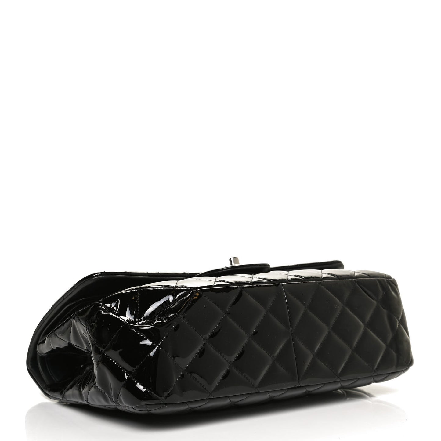Patent Quilted Jumbo Double Flap Black
