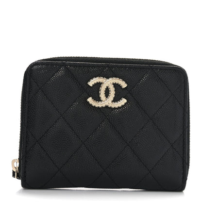 Chanel Caviar Quilted Small Zip Around Wallet Black 1 of 9