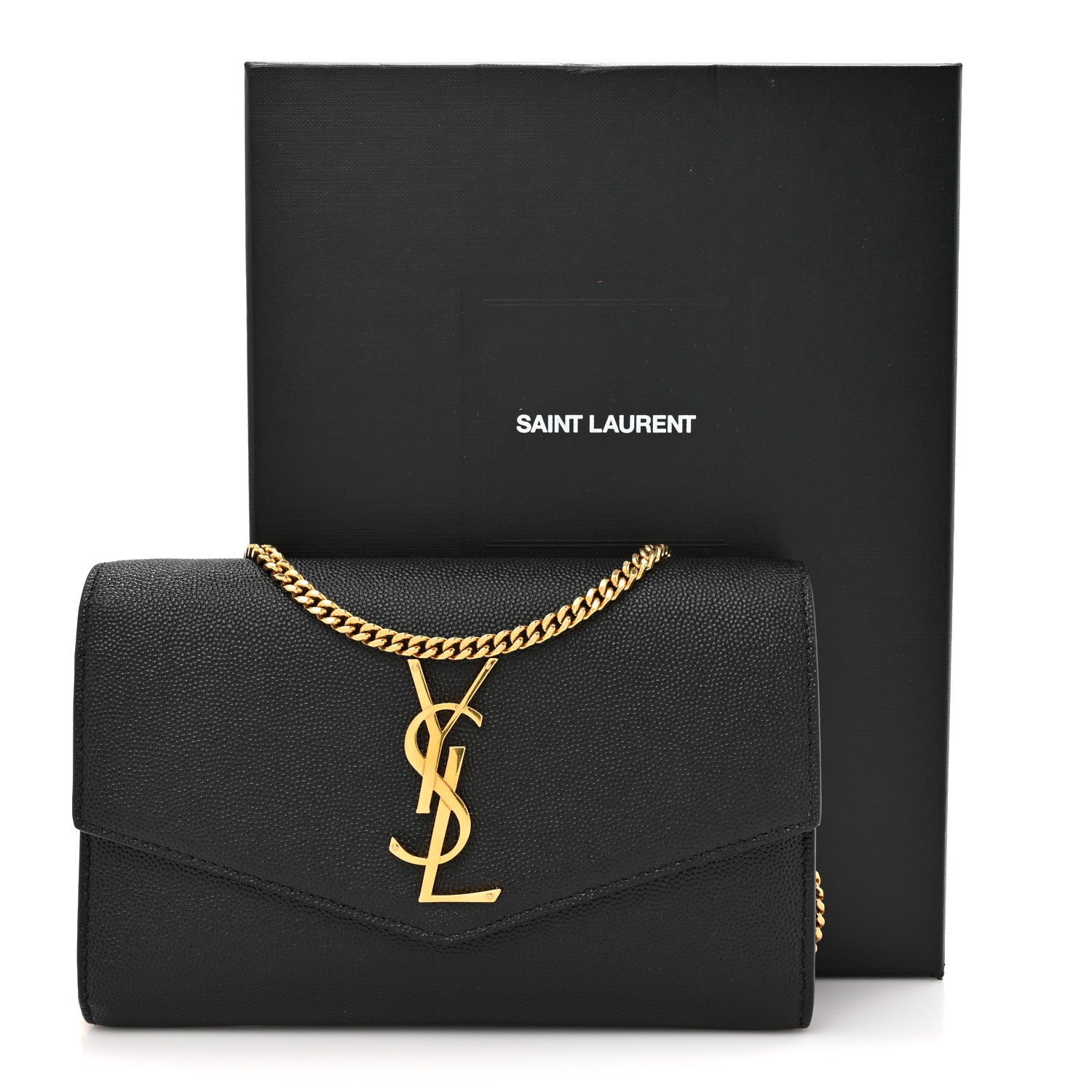 Saint Laurent Grain De Poudre Uptown Chain Wallet Black 11 of 11