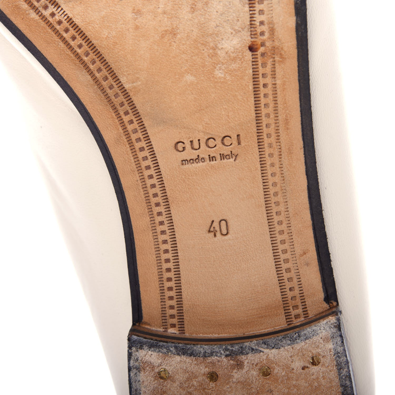 Gucci Lambskin Womens Brixton Horsebit Loafers 40 Mystic White 9 of 11
